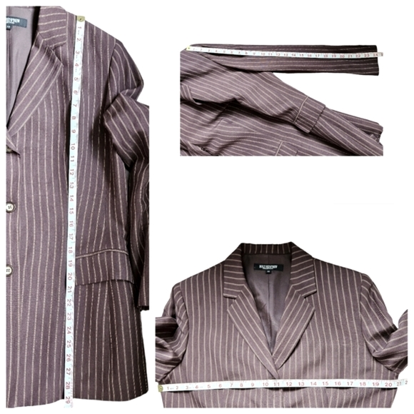 Vintage Holt Renfrew brown pinstripe skirt and pant suit set linen blend size 12 - Picture 16 of 16
